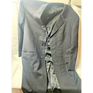 46R Hans Allde - Corneliani Navy Cashmere Lining Overcoat Trench Coat -